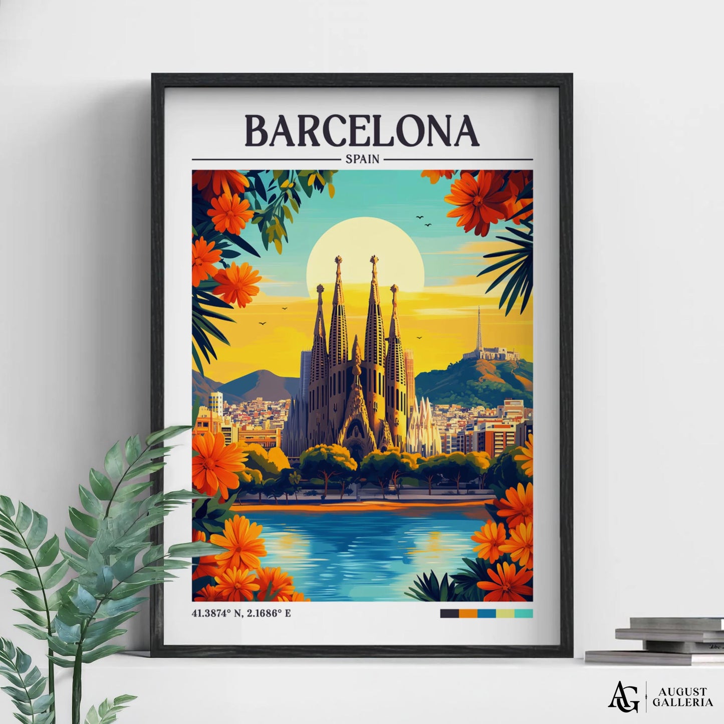 Barcelona Spain Retro Travel Print