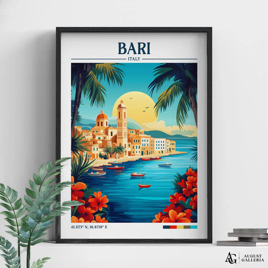 Bari Italy Retro Travel Print