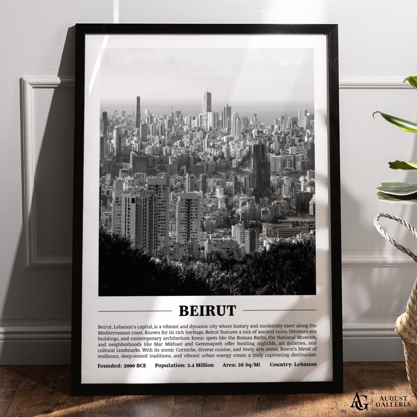 Beirut Black & White City Print