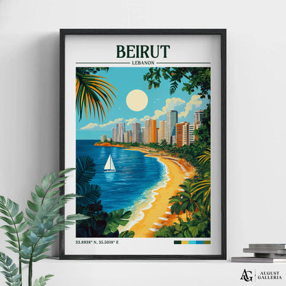 Beirut Lebanon Retro Travel Print