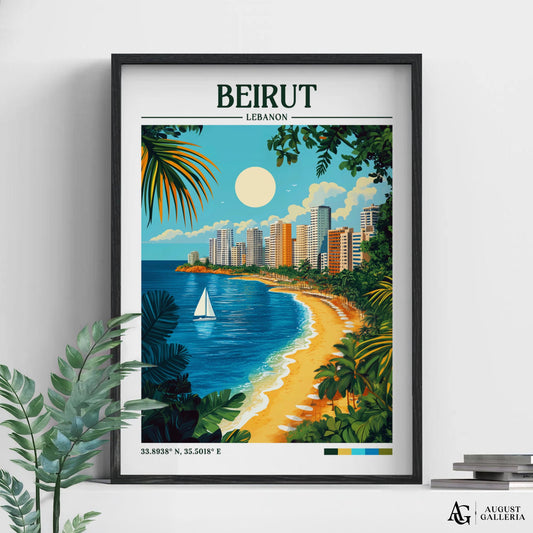 Beirut Lebanon Retro Travel Print