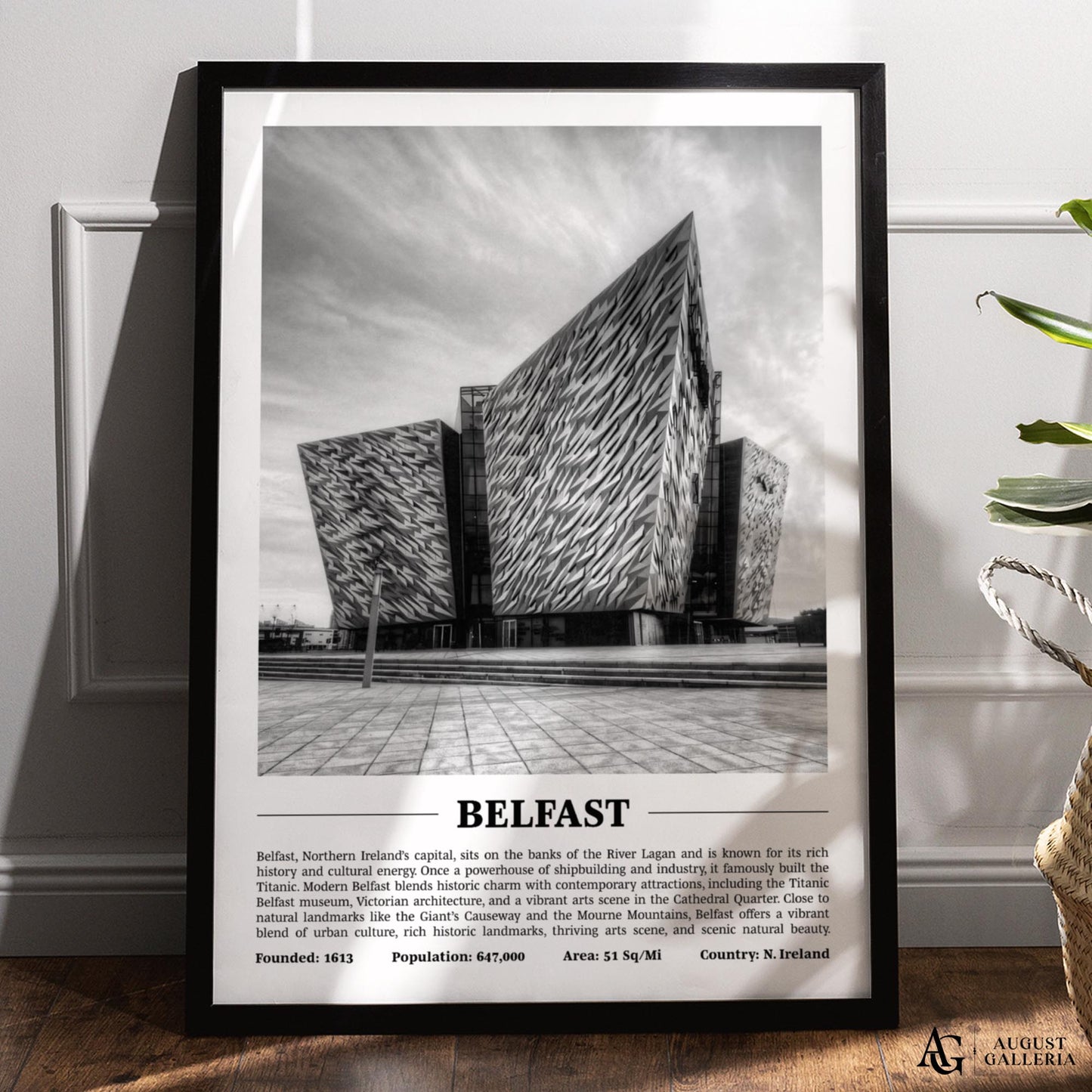 Belfast Black & White City Print