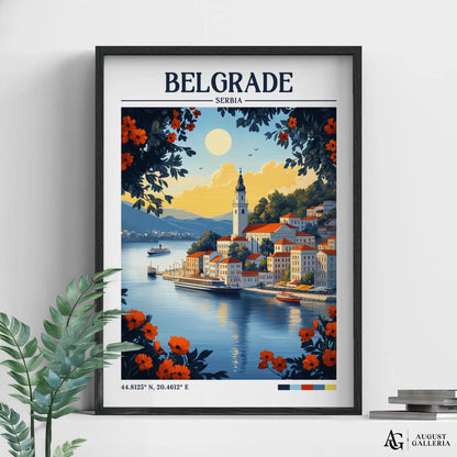 Belgrade Serbia Retro Travel Print