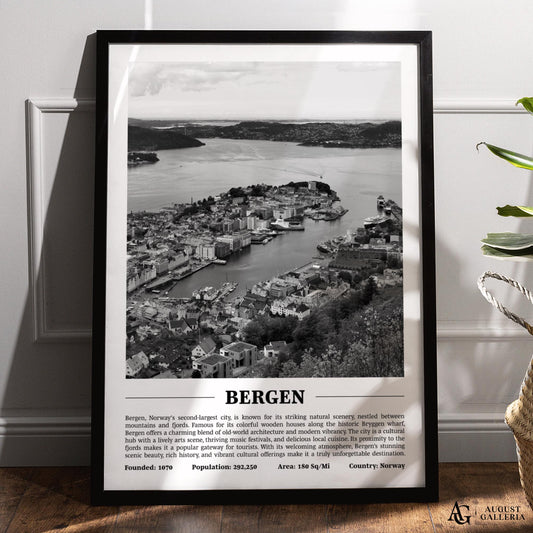 Bergen Black & White City Print