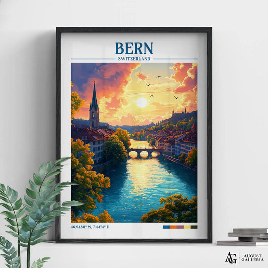 Bern Switzerland Retro Travel Print