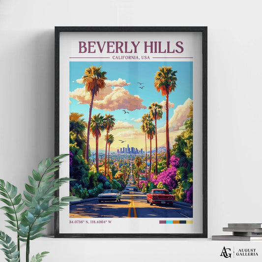 Beverly Hills Retro Travel Print