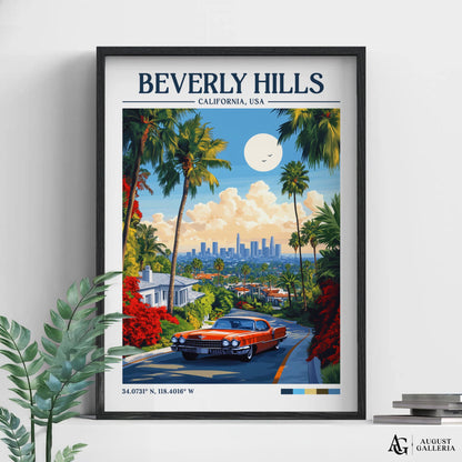 Beverly Hills Retro Travel Print