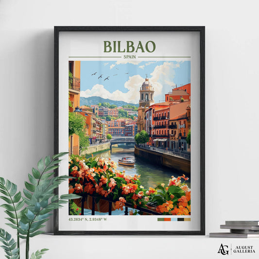 Bilbao Spain Retro Travel Print