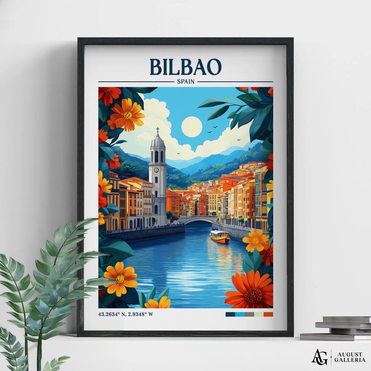 Bilbao Spain Retro Travel Print