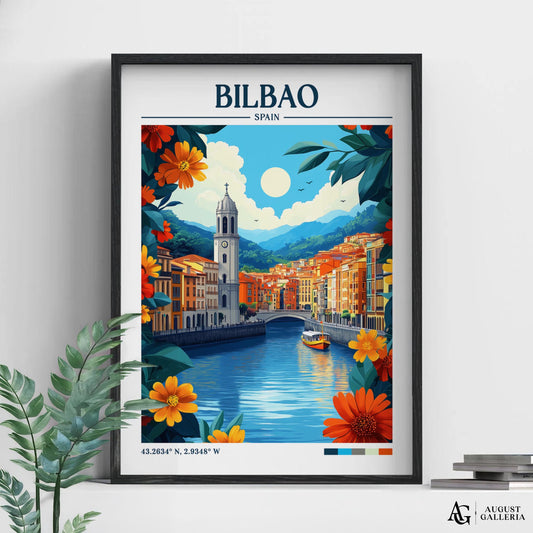 Bilbao Spain Retro Travel Print