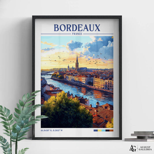 Bordeaux France Retro Travel Print
