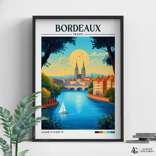 Bordeaux France Retro Travel Print