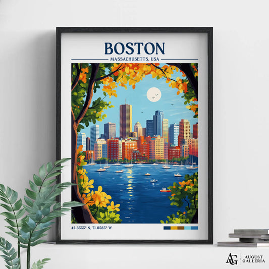 Boston Massachusetts Retro Travel Print