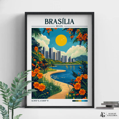 Brasília Brazil Retro Travel Print
