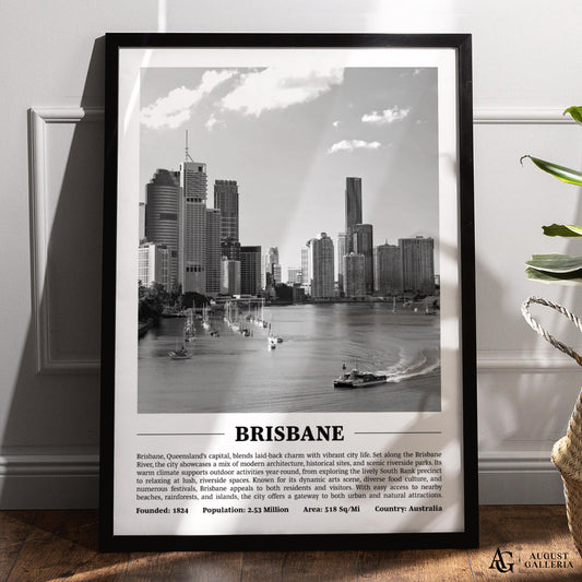 Brisbane Black & White City Print