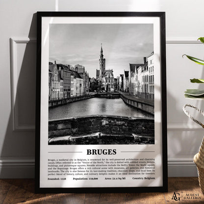 Bruges Black & White City Print