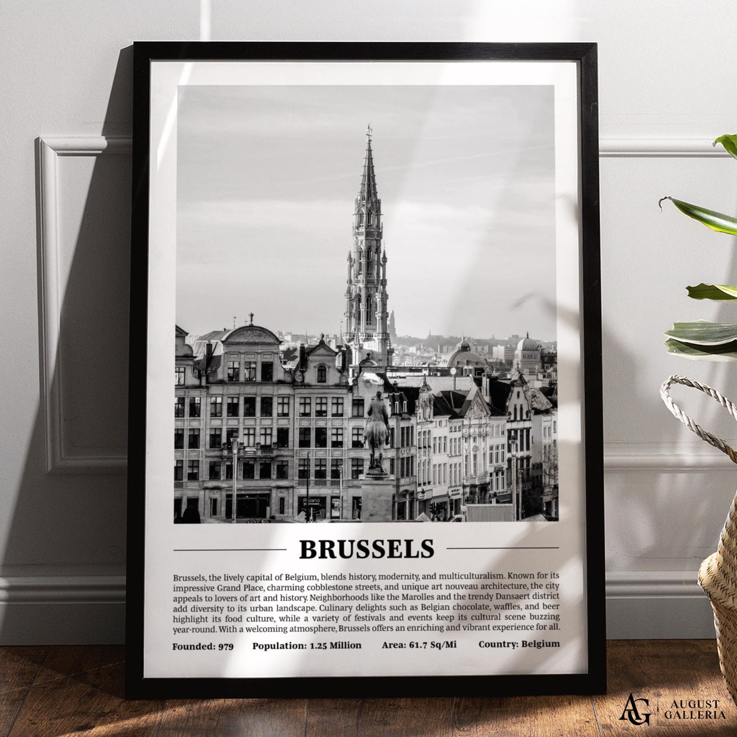 Brussels Black & White City Print