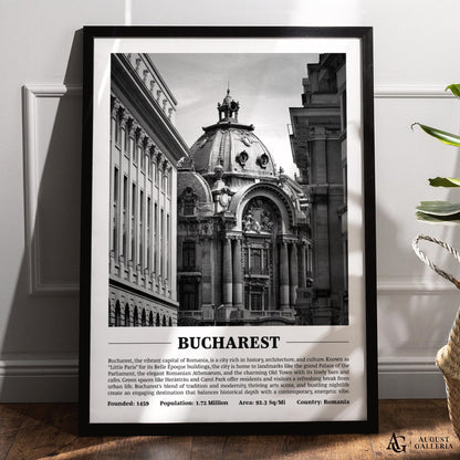 Bucharest Black & White City Print