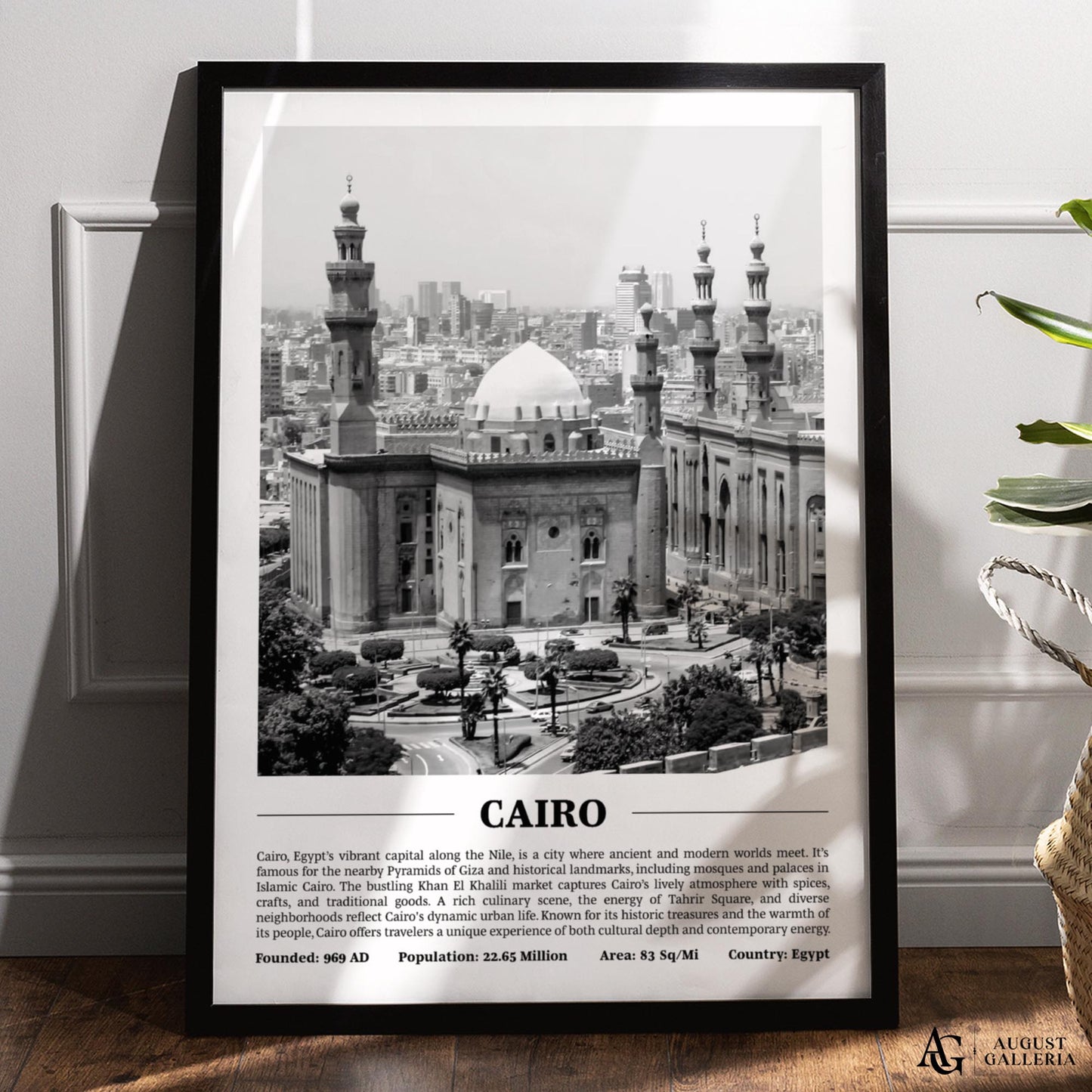 Cairo Black & White City Print