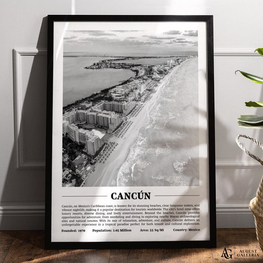 Cancún Black & White City Print