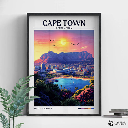 Cape Town South Africa Retro Travel Print