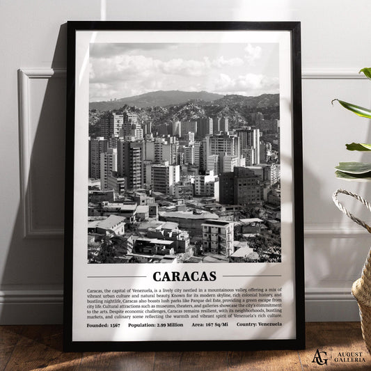 Caracas Black & White City Print