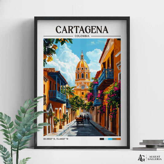 Cartagena Colombia Retro Travel Print