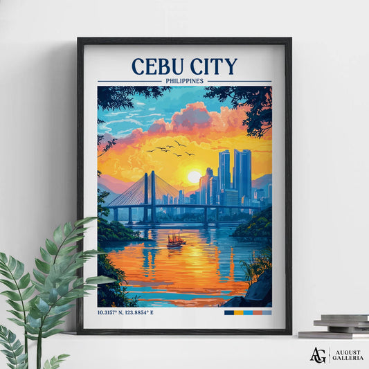 Cebu City Philippines Retro Travel Print