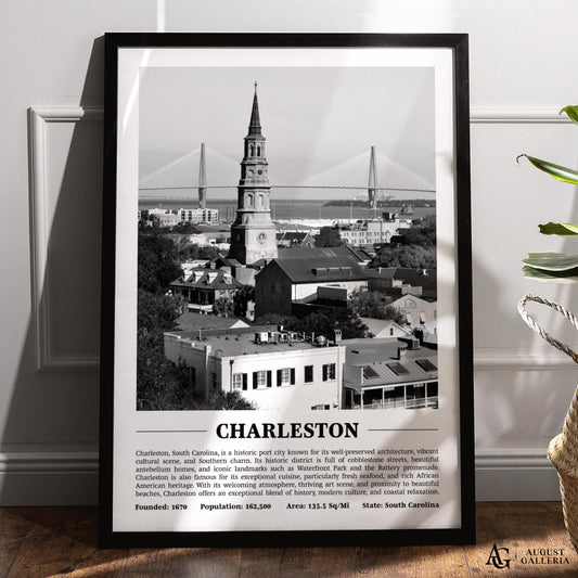 Charleston Black & White City Print