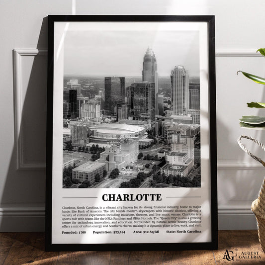 Charlotte Black & White City Print