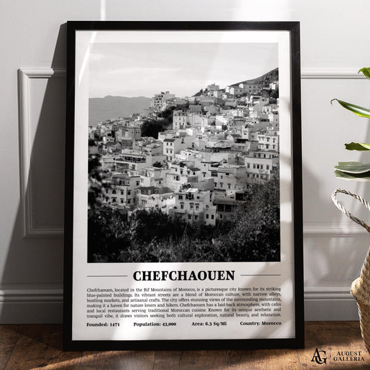 Chefchaouen Black & White City Print