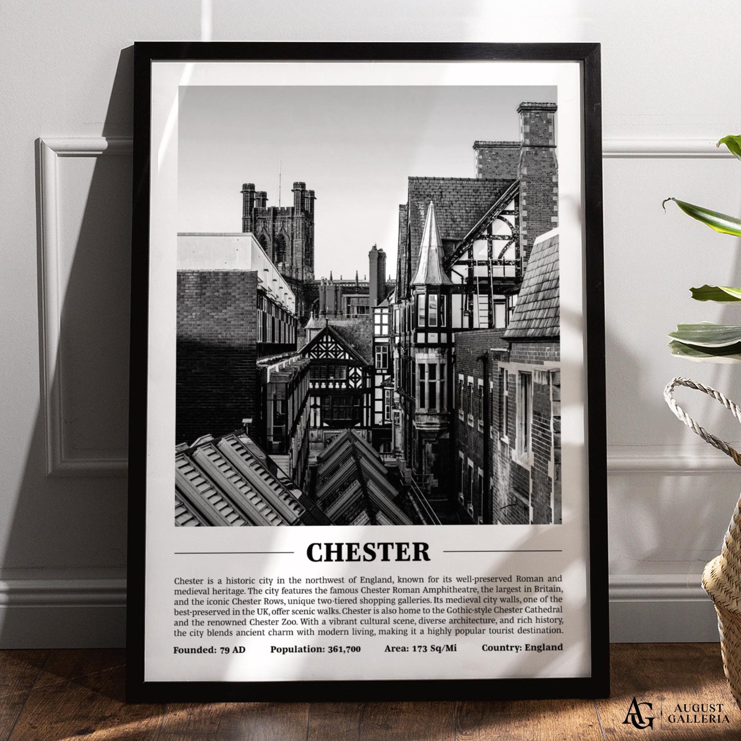 Chester Black & White City Print