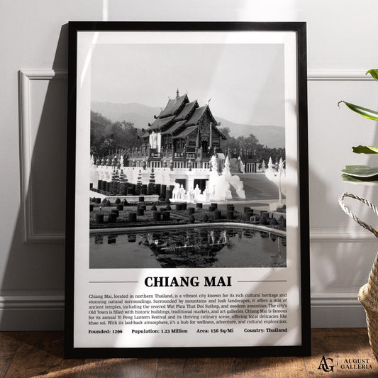 Chiang Mai Black & White City Print