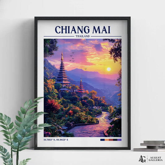 Chiang Mai Thailand Retro Travel Print