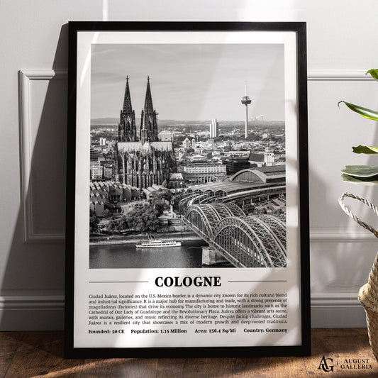 Cologne Black & White City Print