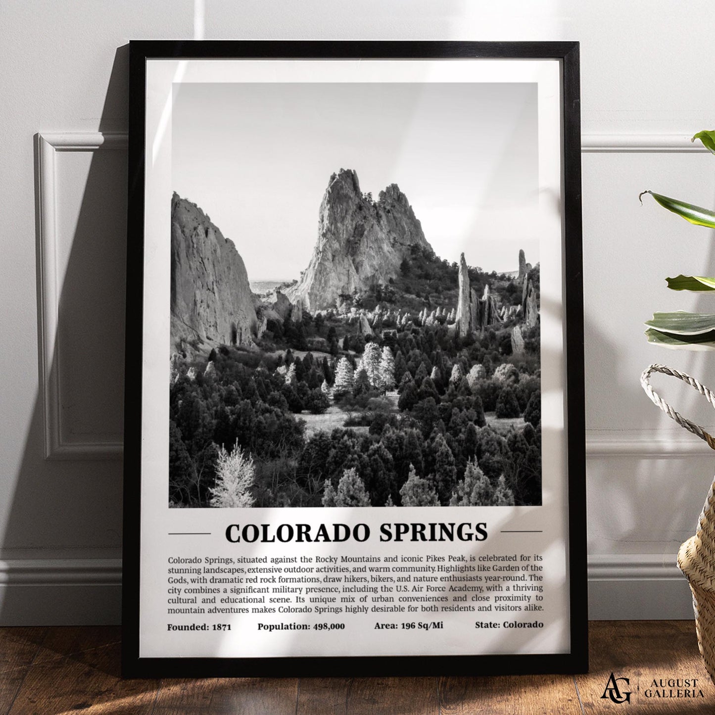 Colorado Springs Black & White City Print