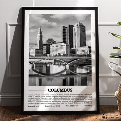 Columbus Black & White City Print