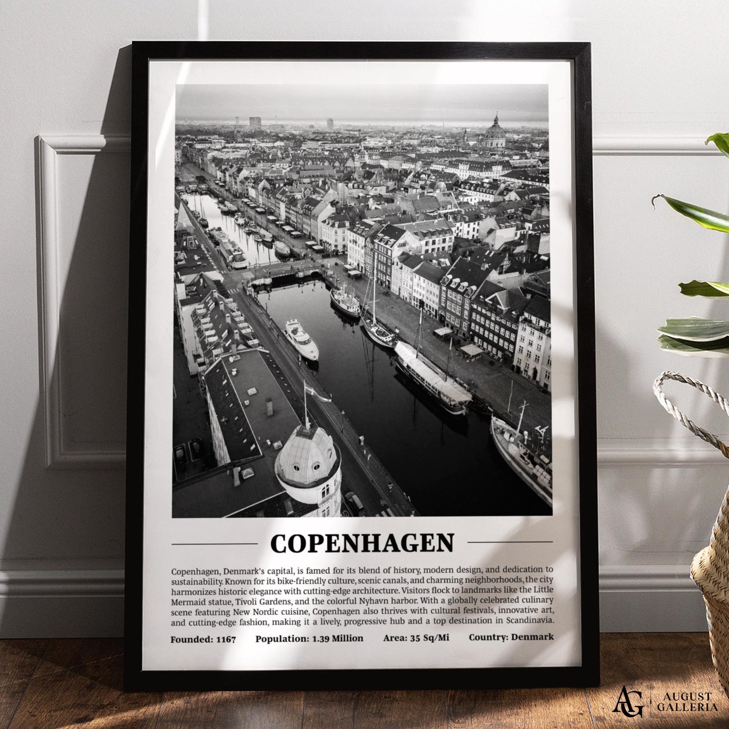 Copenhagen Black & White City Print