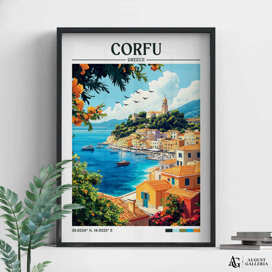 Corfu Greece Retro Travel Print