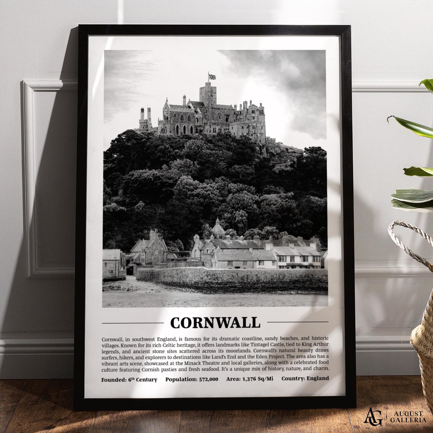 Cornwall Black & White City Print
