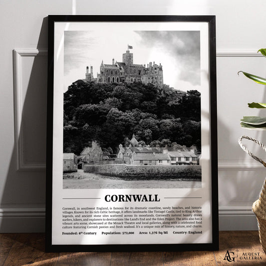Cornwall Black & White City Print