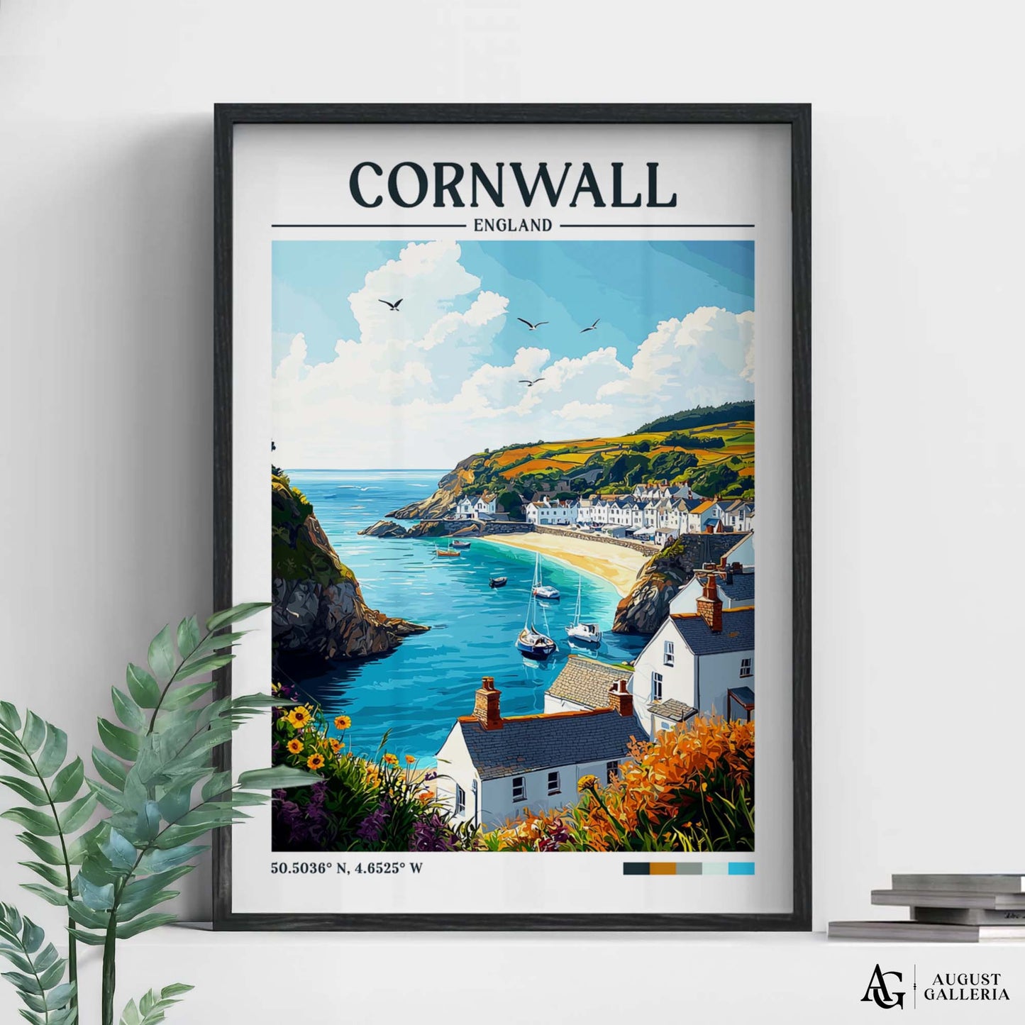 Cornwall England Retro Travel Print