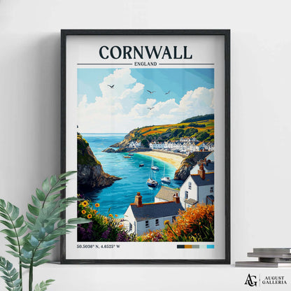 Cornwall England Retro Travel Print
