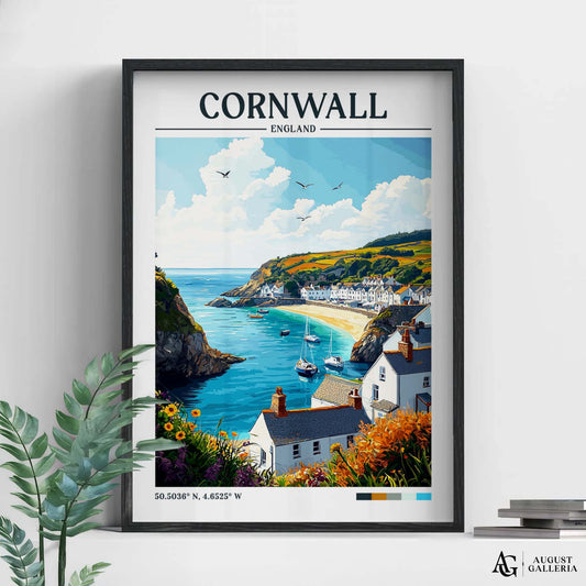 Cornwall England Retro Travel Print