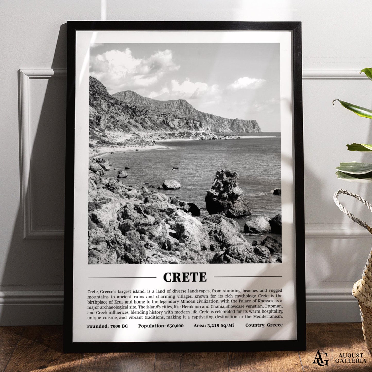 Crete Black & White City Print