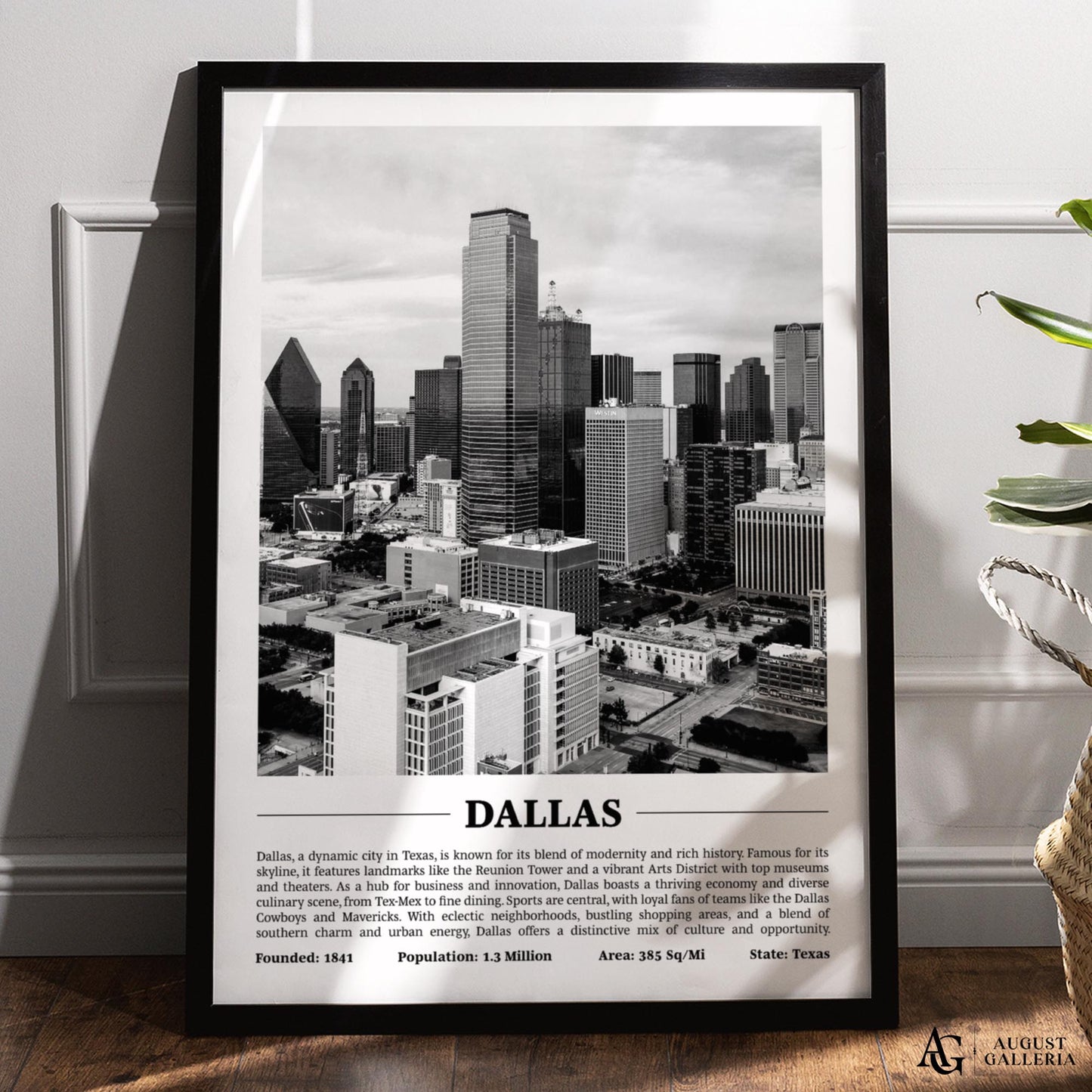 Dallas Black & White City Print