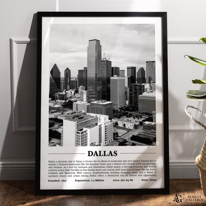 Dallas Black & White City Print