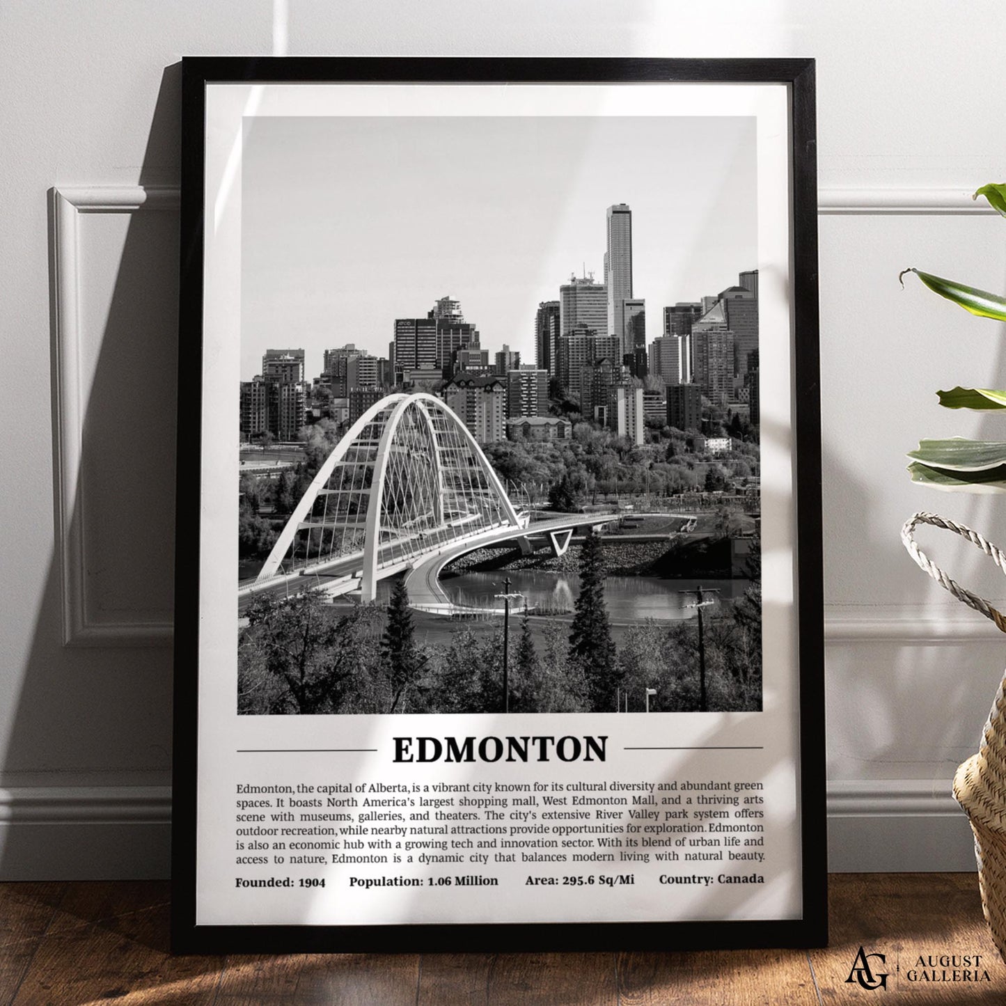 Edmonton Black & White City Print