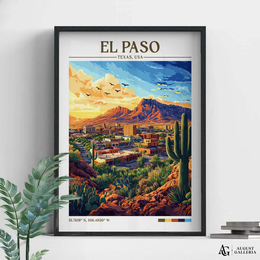 El Paso Texas Retro Travel Print