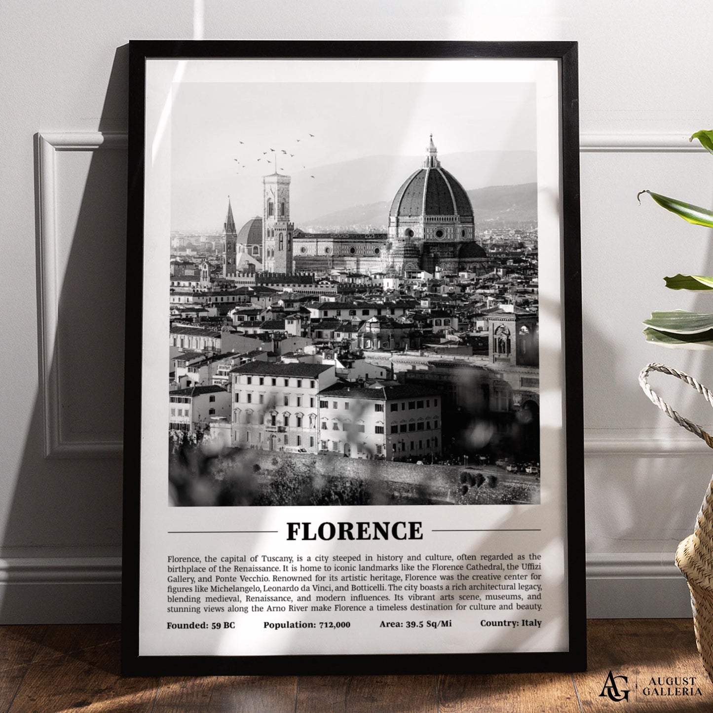 Florence Black & White City Print